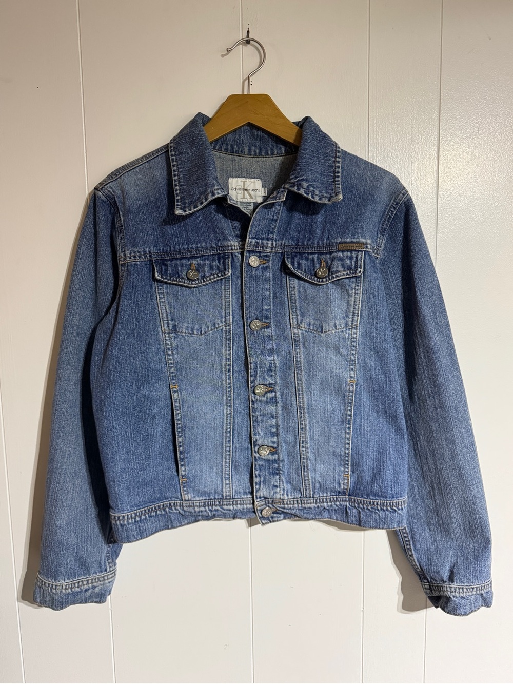 Vintage Calvin Klein Women’s Blue Denim Jacket Classic Jean Jacket No Flaws
